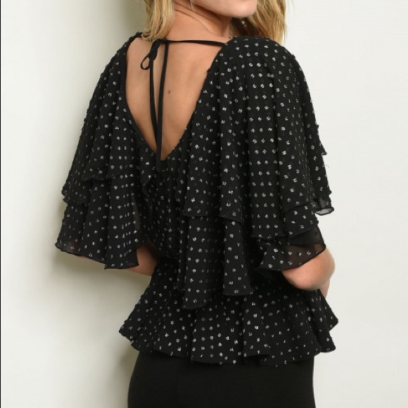 💕 Black V Neck Multi-layered Top - Picture 2 of 4